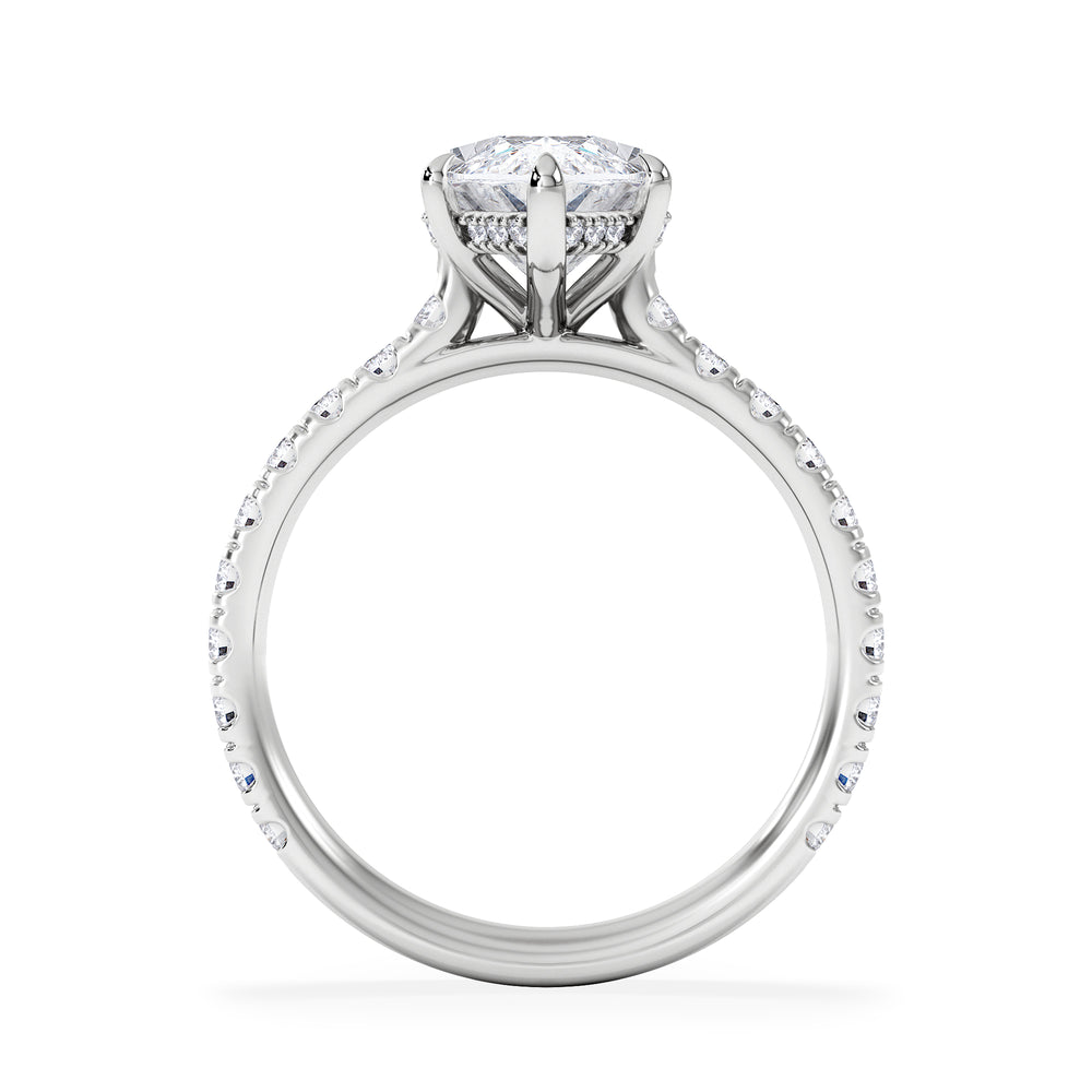 Amora Marquise 3.36ct Hidden Halo Lab Diamond Engagement Ring With Side Stones Set in Platinum