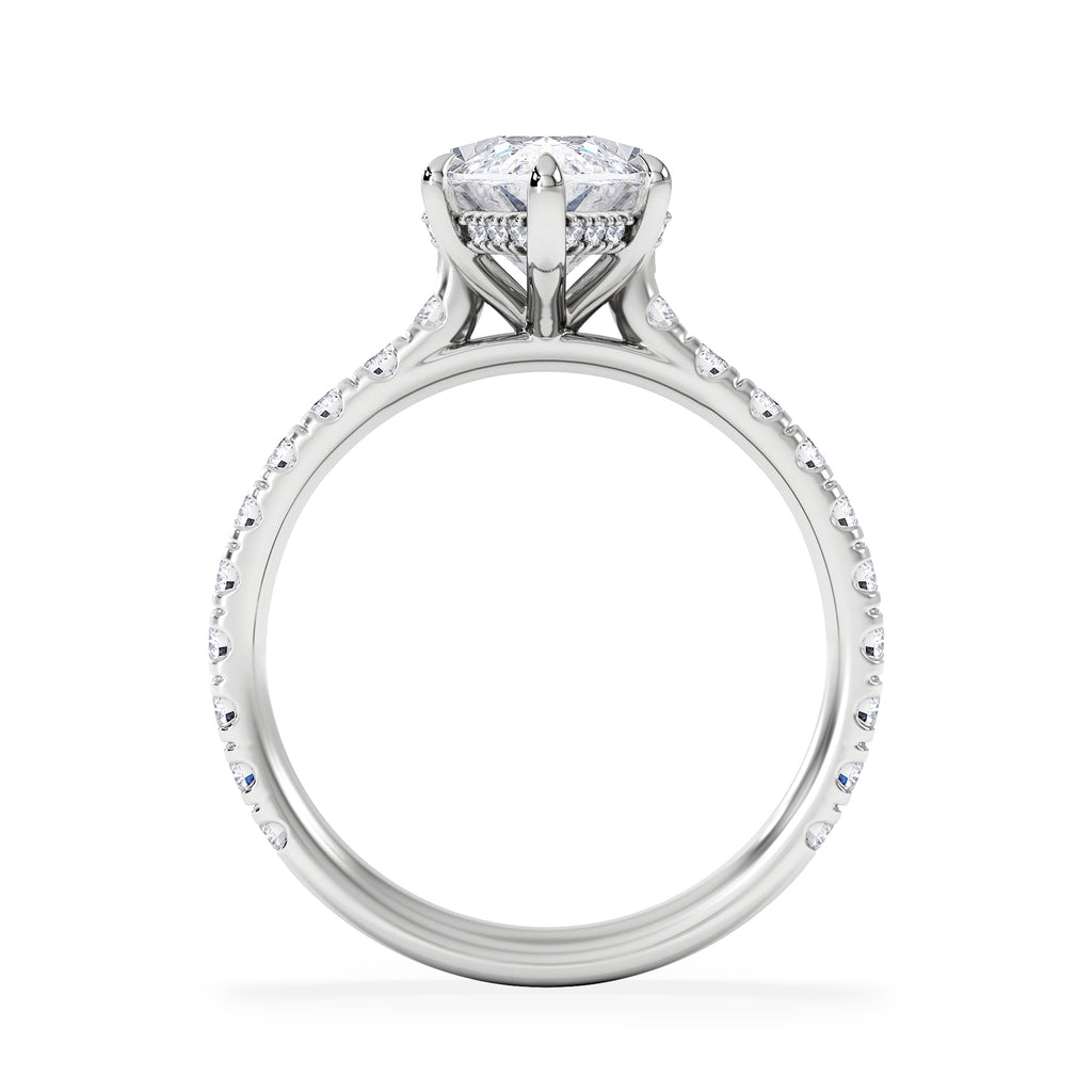 Amora Marquise 3.36ct Hidden Halo Lab Diamond Engagement Ring With Side Stones Set in Platinum