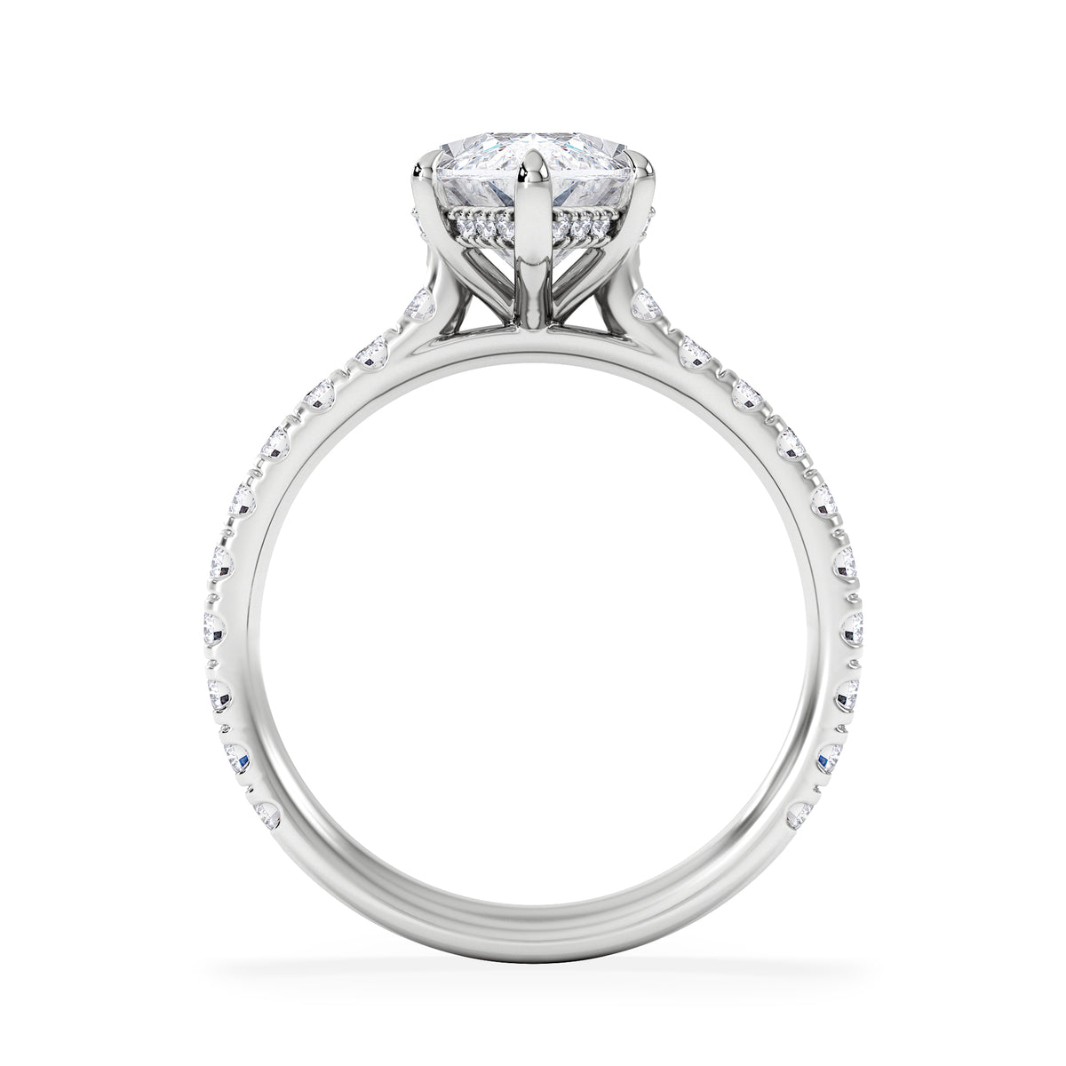 Amora Marquise 3.36ct Hidden Halo Lab Diamond Engagement Ring With Side Stones Set in Platinum
