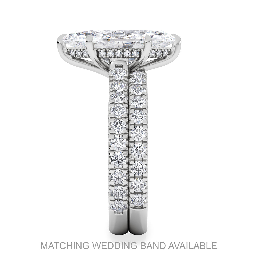 Amora Marquise 3.36ct Hidden Halo Lab Diamond Engagement Ring With Side Stones Set in Platinum