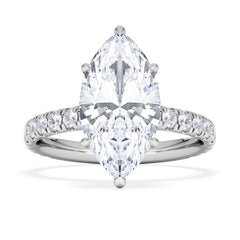Amora Marquise 3.36ct Hidden Halo Lab Diamond Engagement Ring With Side Stones Set in Platinum