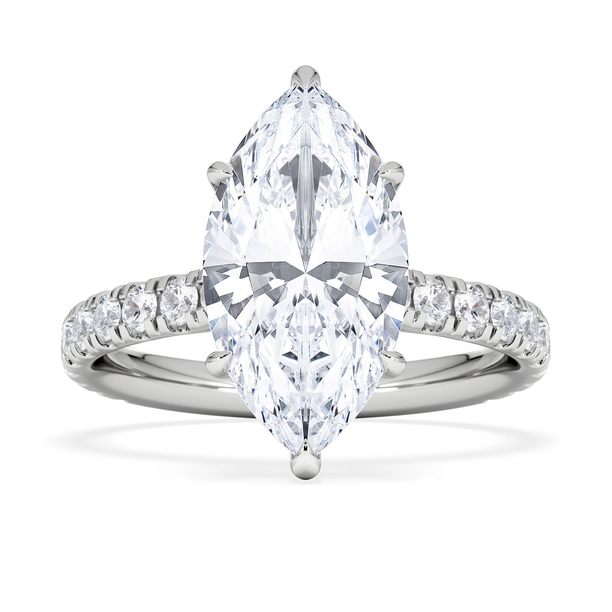 Amora Marquise 3.36ct Hidden Halo Lab Diamond Engagement Ring With Side Stones Set in Platinum