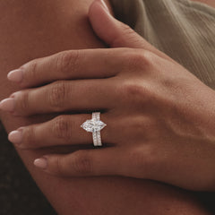 Amora Marquise 3.36ct Hidden Halo Lab Diamond Engagement Ring With Side Stones Set in Platinum