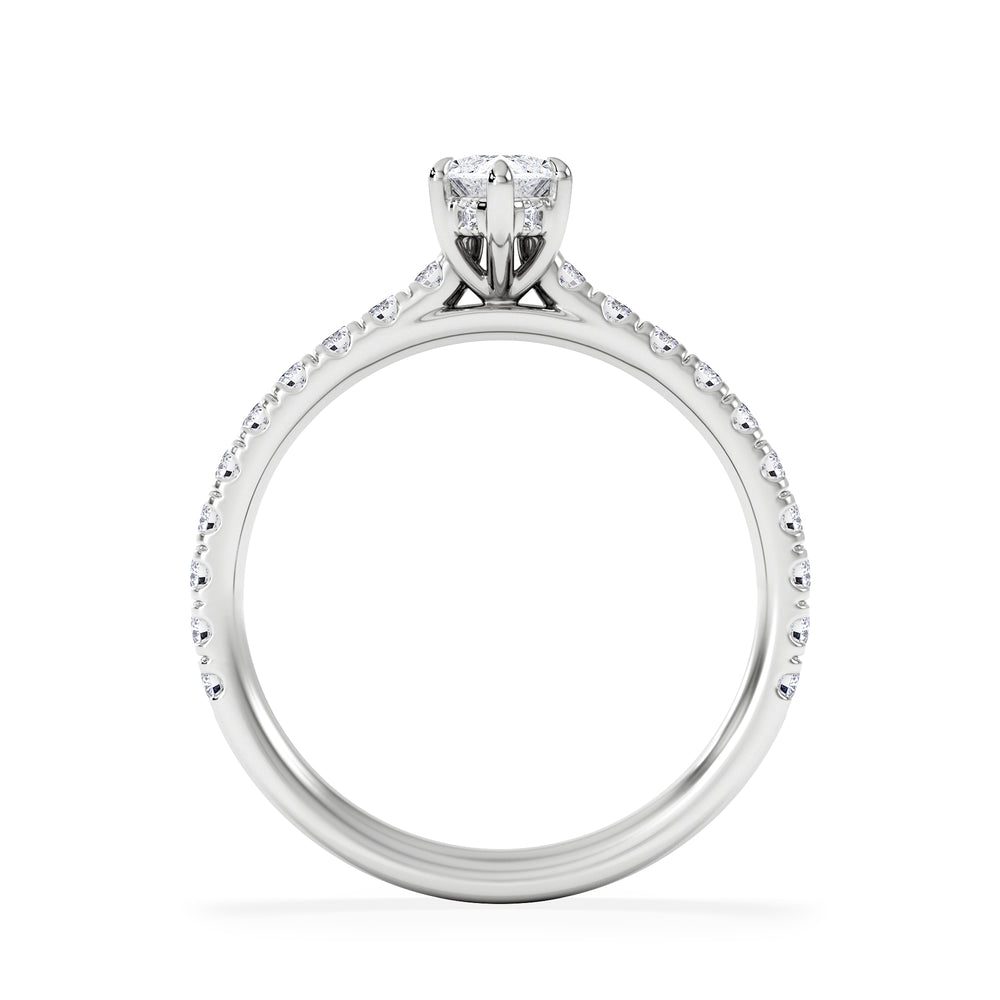 Amora Marquise 0.97ct Hidden Halo Lab Diamond Engagement Ring With Side Stones Set in Platinum