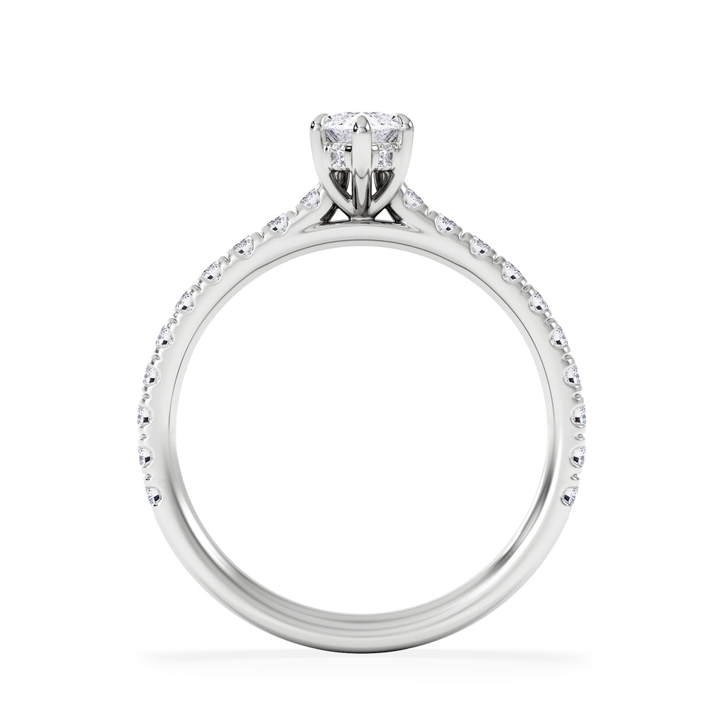 Amora Marquise 0.97ct Hidden Halo Lab Diamond Engagement Ring With Side Stones Set in Platinum