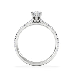 Amora Marquise 0.97ct Hidden Halo Lab Diamond Engagement Ring With Side Stones Set in Platinum