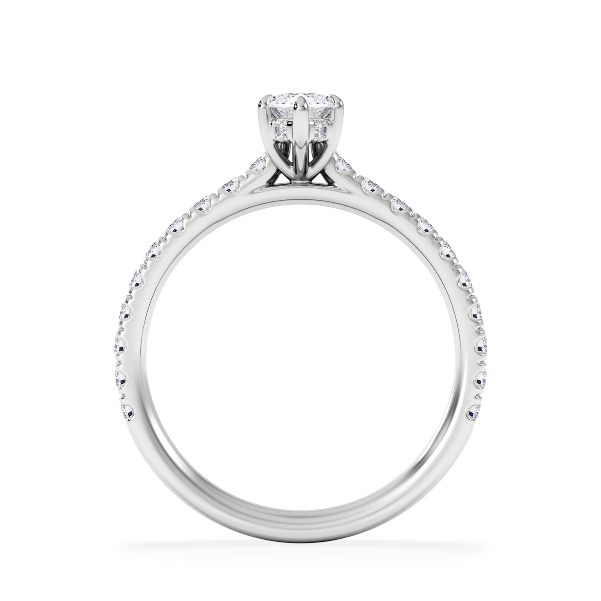Amora Marquise 0.97ct Hidden Halo Lab Diamond Engagement Ring With Side Stones Set in Platinum
