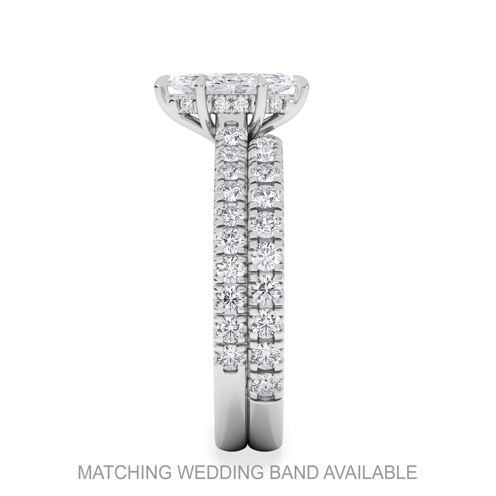 Amora Marquise 0.97ct Hidden Halo Lab Diamond Engagement Ring With Side Stones Set in Platinum