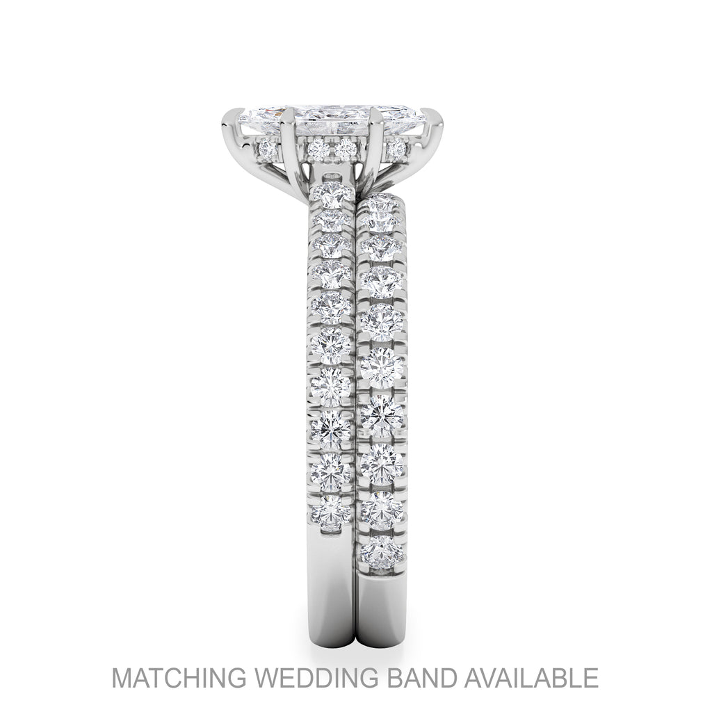 Amora Marquise 0.97ct Hidden Halo Lab Diamond Engagement Ring With Side Stones Set in Platinum