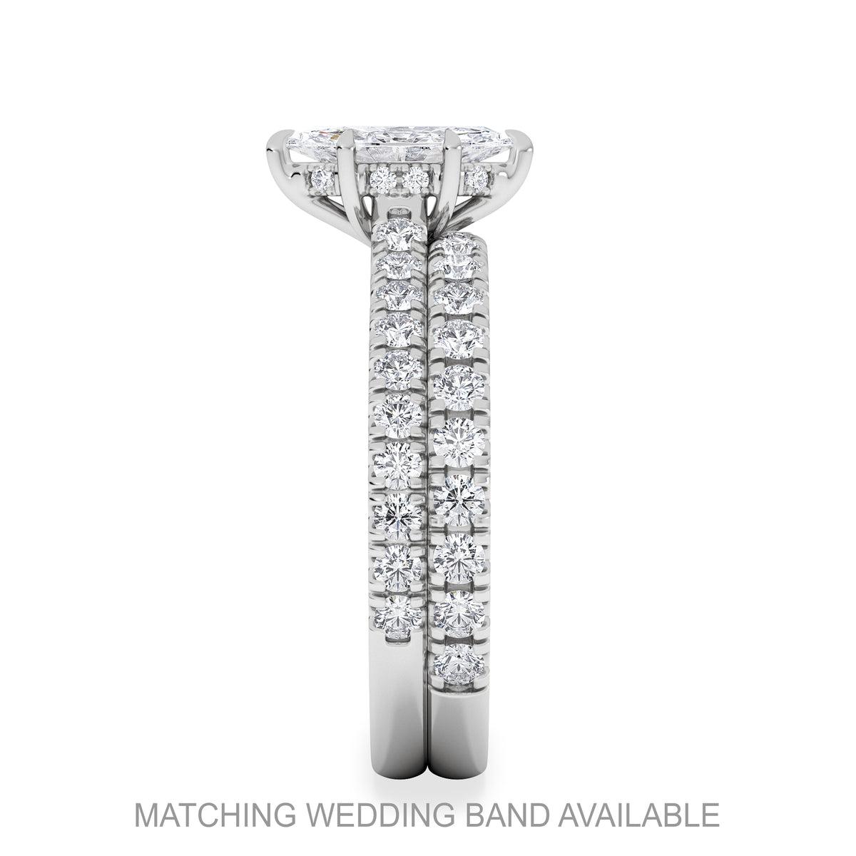 Amora Marquise 0.97ct Hidden Halo Lab Diamond Engagement Ring With Side Stones Set in Platinum