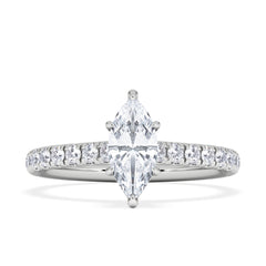 Amora Marquise 0.97ct Hidden Halo Lab Diamond Engagement Ring With Side Stones Set in Platinum