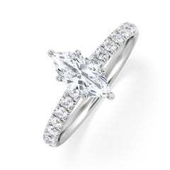 Amora Marquise 0.97ct Hidden Halo Lab Diamond Engagement Ring With Side Stones Set in Platinum