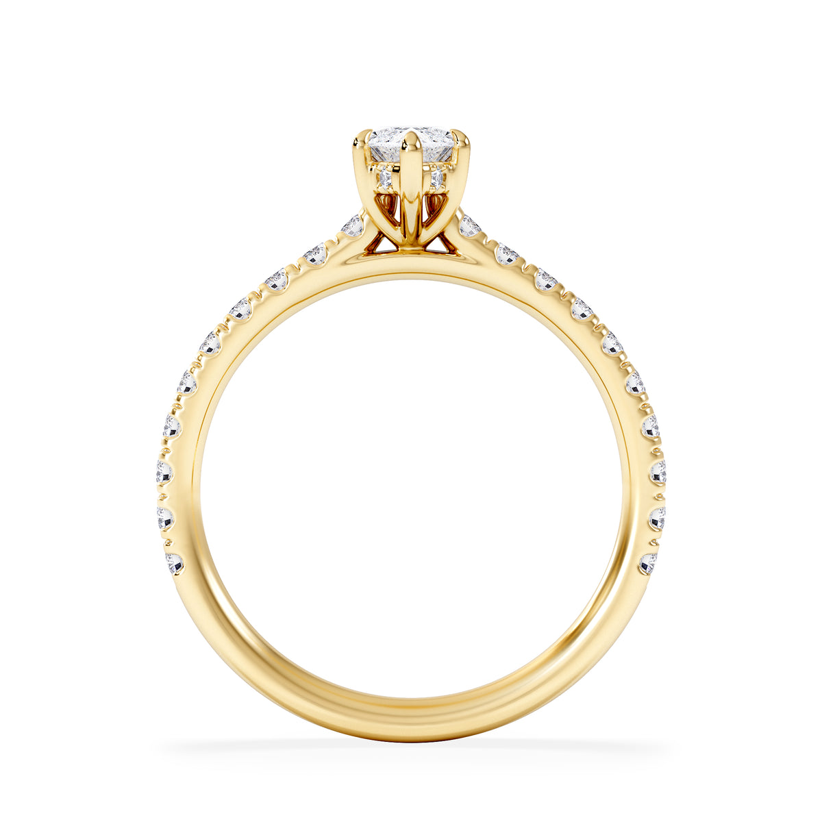 Amora Marquise 0.97ct Hidden Halo Lab Diamond Engagement Ring With Side Stones Set in 18K Gold