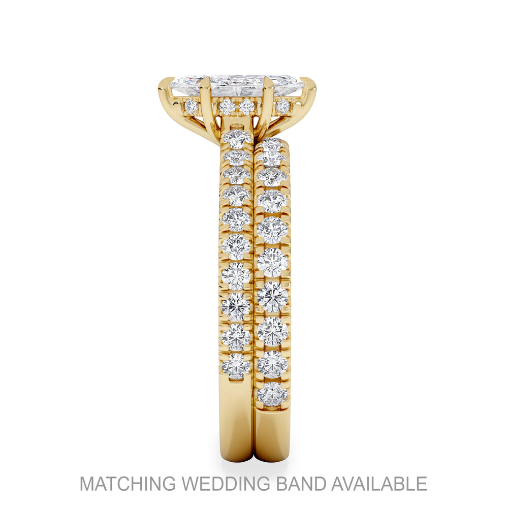 Amora Marquise 0.97ct Hidden Halo Lab Diamond Engagement Ring With Side Stones Set in 18K Gold