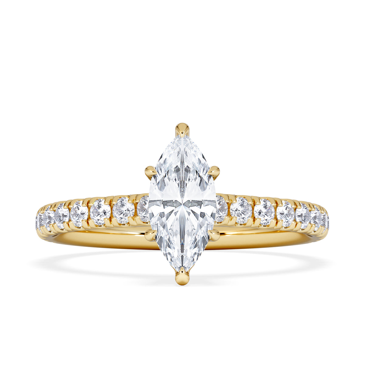 Amora Marquise 0.97ct Hidden Halo Lab Diamond Engagement Ring With Side Stones Set in 18K Gold