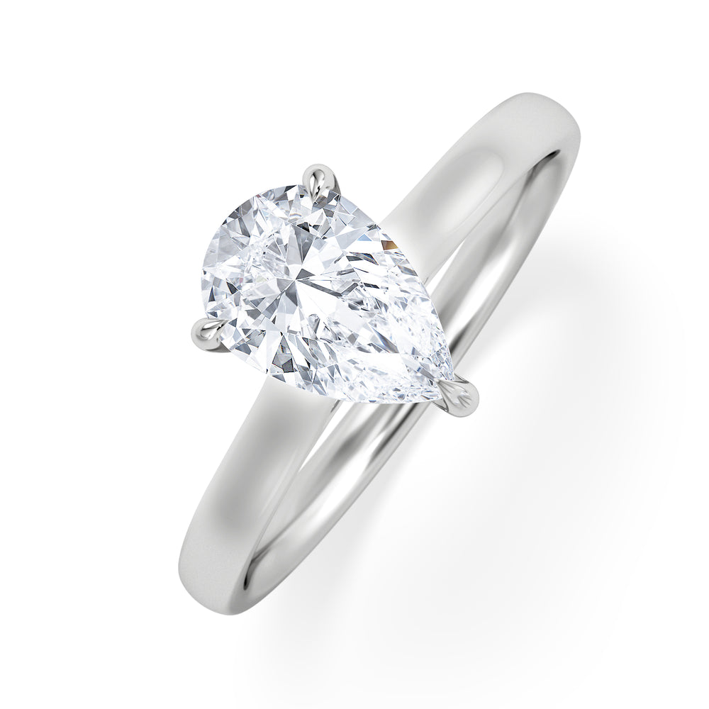 Amora Pear 1.00ct Lab Diamond Engagement Ring F/VS Set in 18K White Gold
