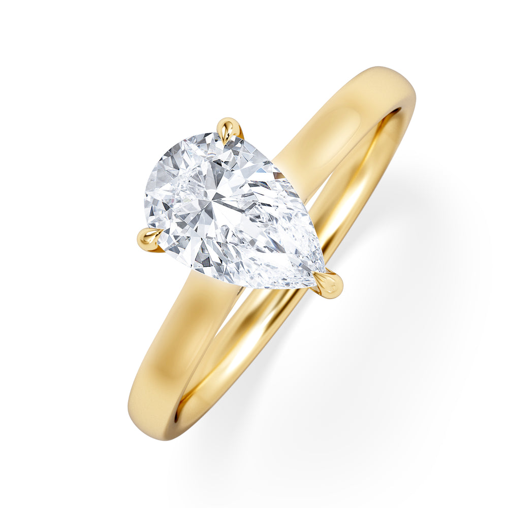 Amora Pear 1.00ct Lab Diamond Engagement Ring F/VS Set in 18K Gold