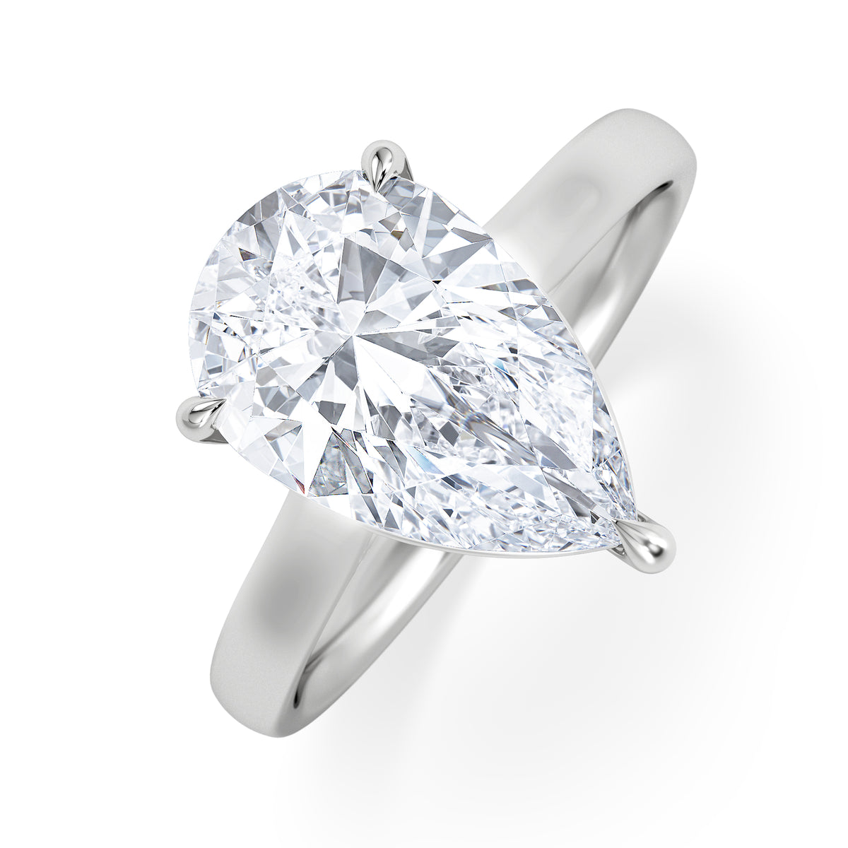 Amora Pear 3.00ct Lab Diamond Engagement Ring G/VS Set in 18K White Gold