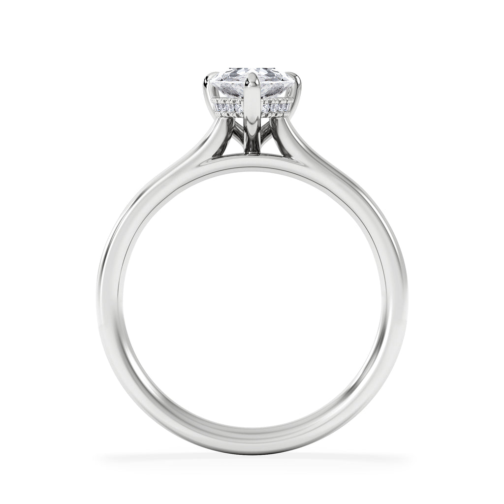 Amora Pear 1.07ct Hidden Halo Lab Diamond Engagement Ring F/VS Set in 18K White Gold
