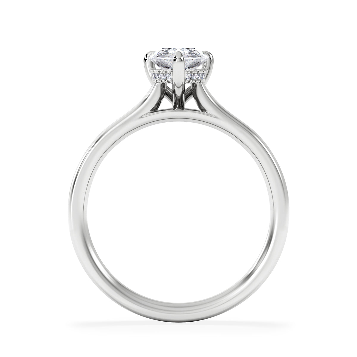 Amora Pear 1.07ct Hidden Halo Lab Diamond Engagement Ring F/VS Set in 18K White Gold