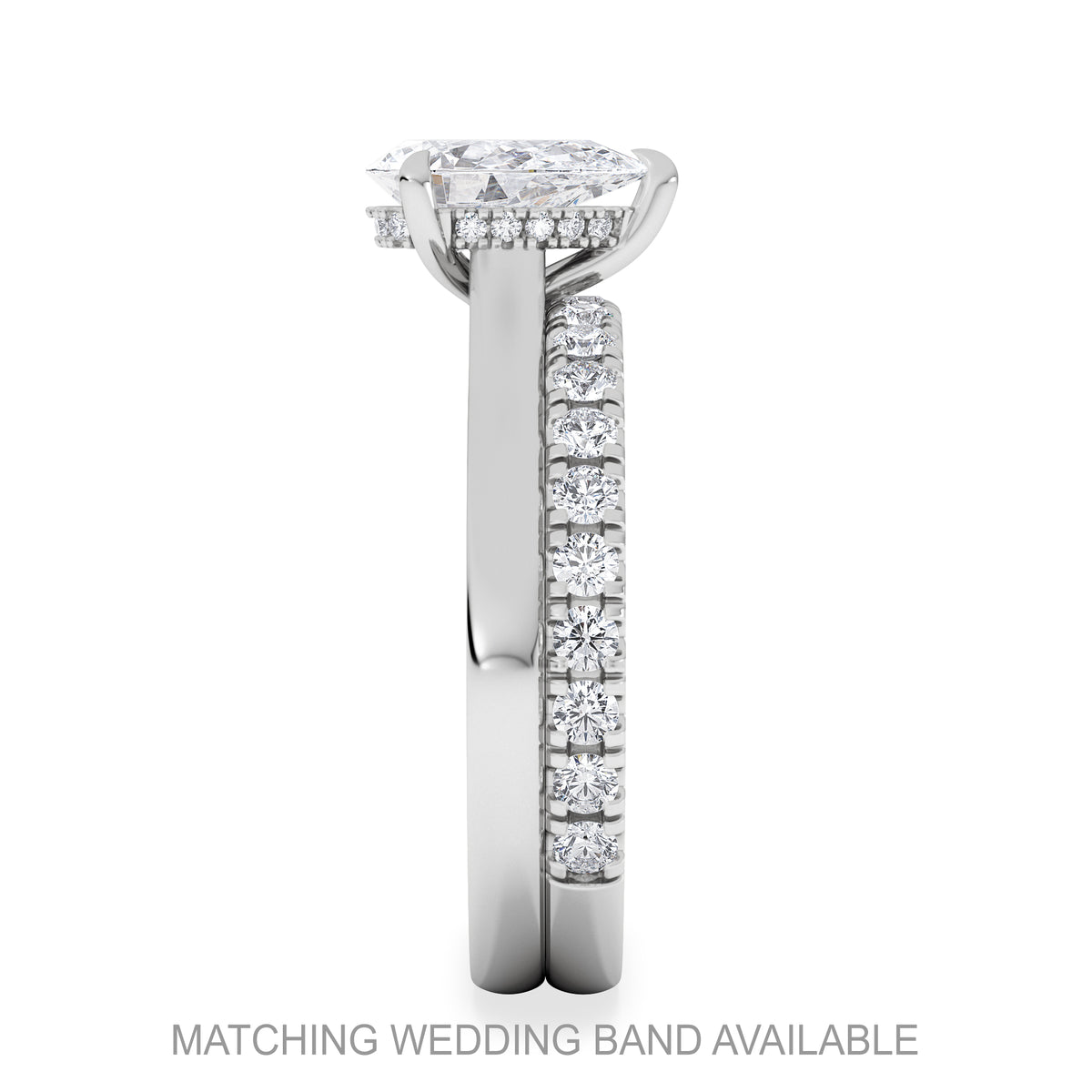 Amora Pear 1.07ct Hidden Halo Lab Diamond Engagement Ring F/VS Set in 18K White Gold