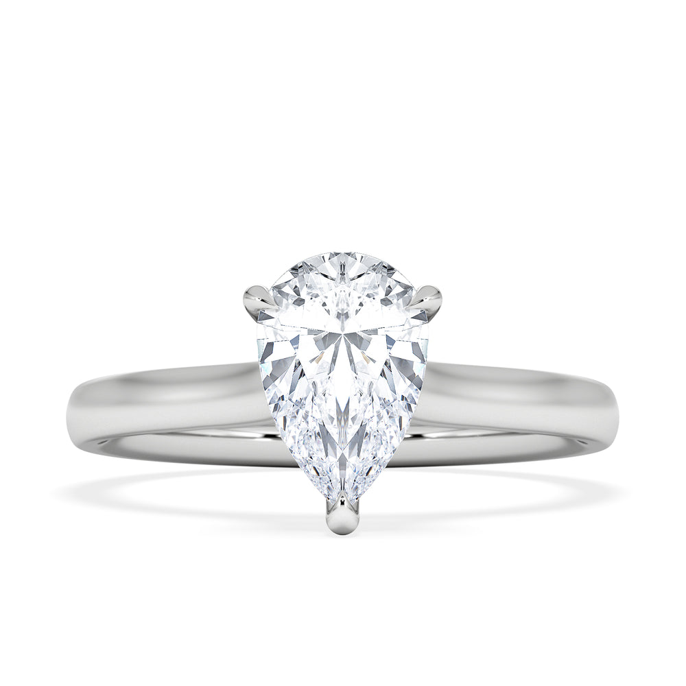 Amora Pear 1.07ct Hidden Halo Lab Diamond Engagement Ring F/VS Set in 18K White Gold