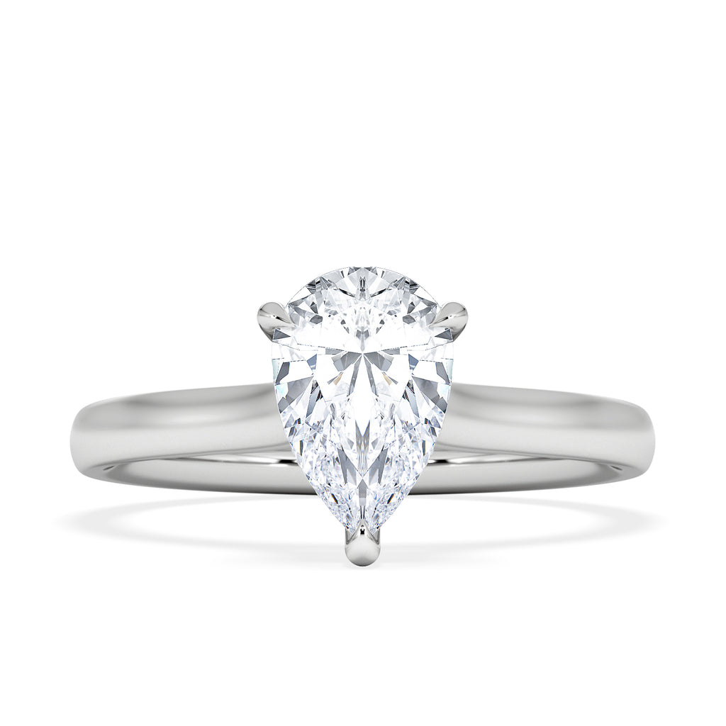 Amora Pear 1.07ct Hidden Halo Lab Diamond Engagement Ring F/VS Set in 18K White Gold