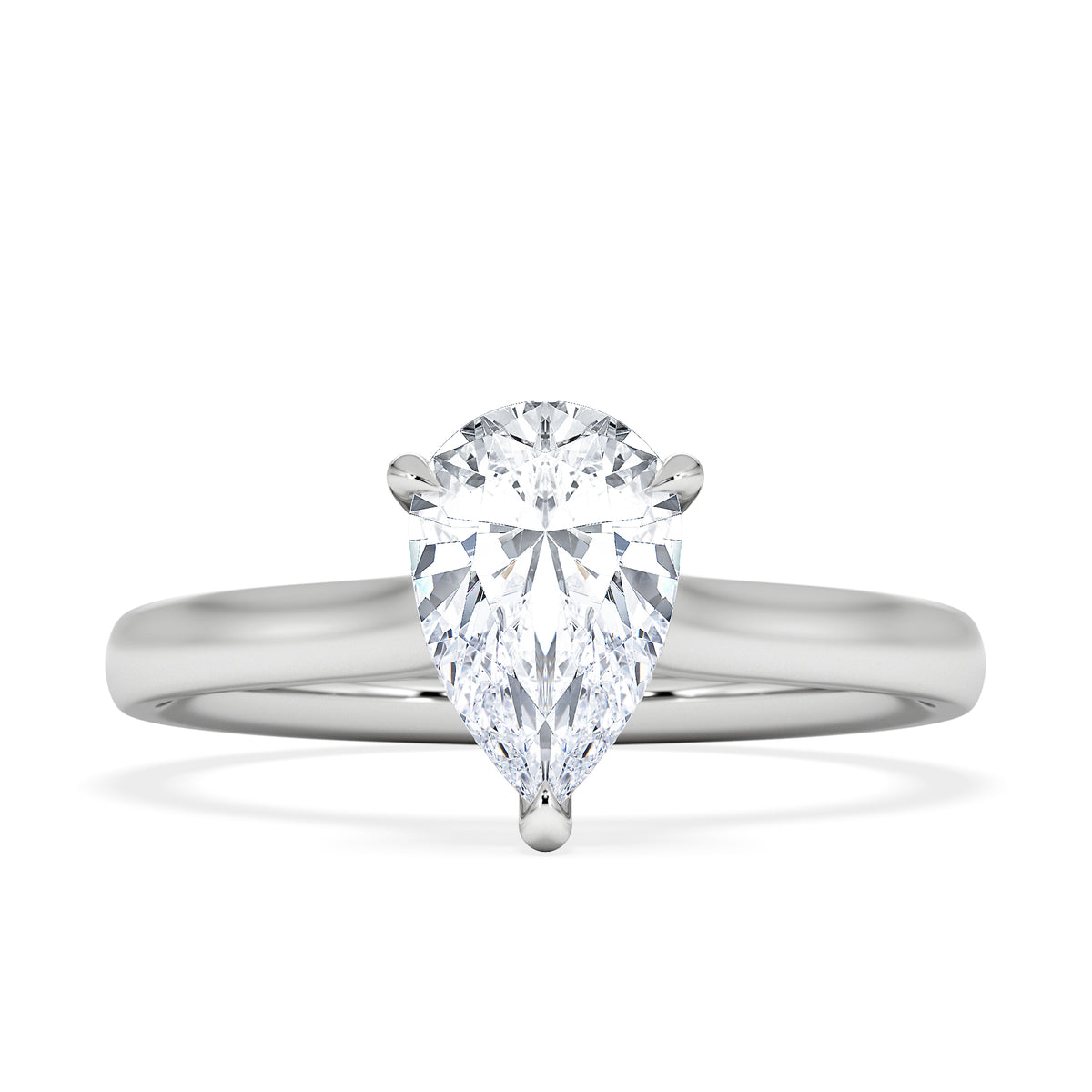 Amora Pear 1.07ct Hidden Halo Lab Diamond Engagement Ring F/VS Set in 18K White Gold