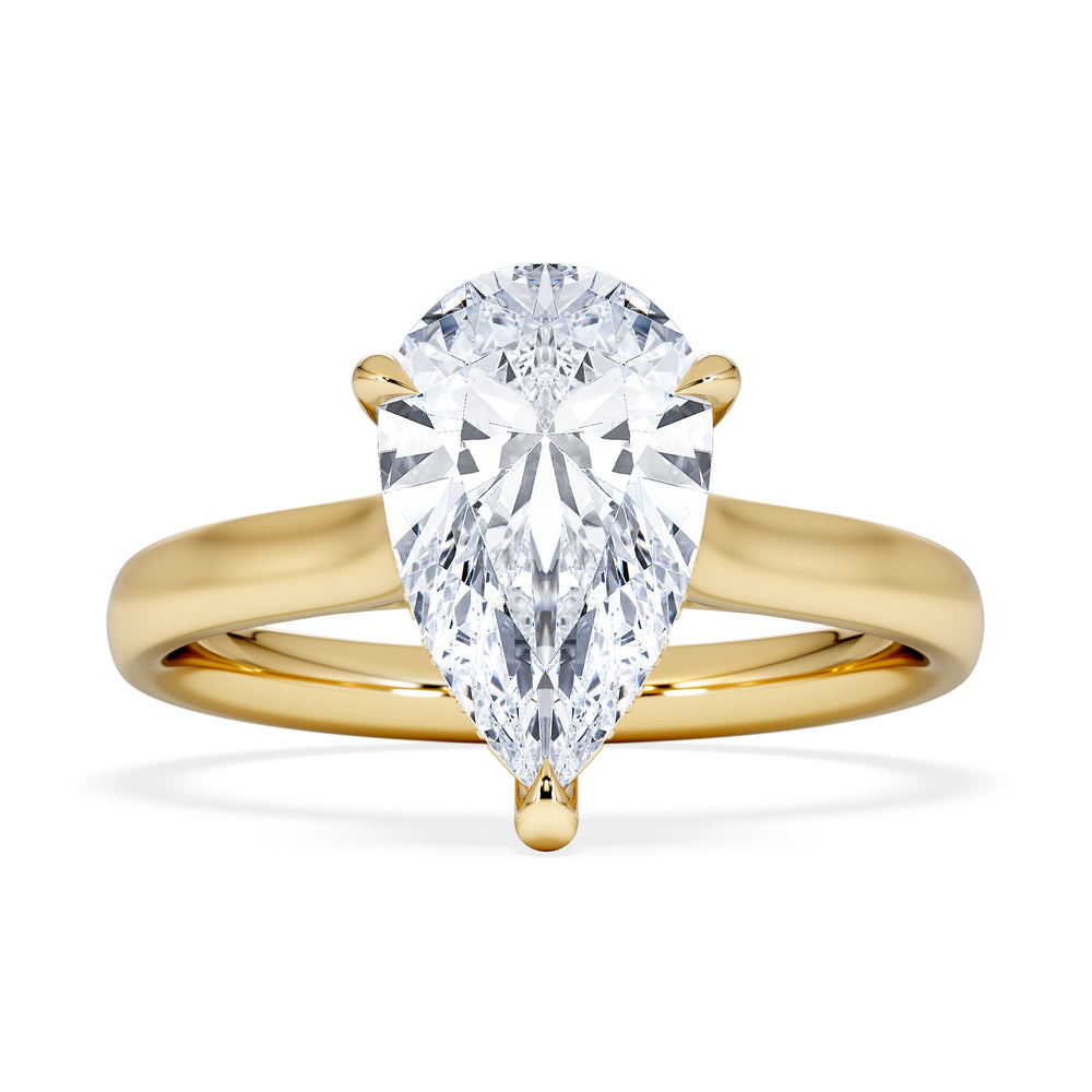 Amora Pear 2.09ct Hidden Halo Lab Diamond Engagement Ring F/VS Set in 18K Gold