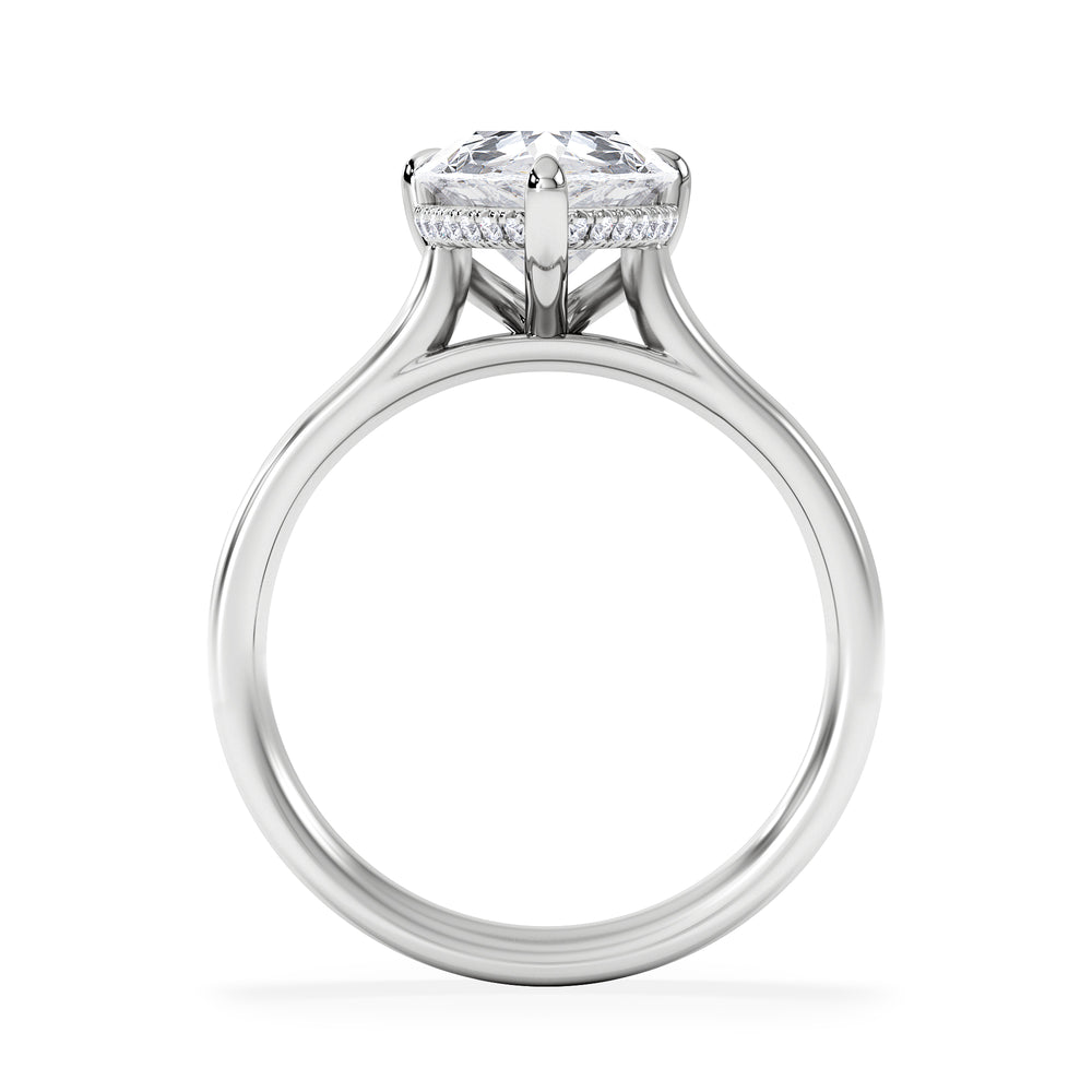 Amora Pear 3.11ct Hidden Halo Lab Diamond Engagement Ring G/VS Set in Platinum