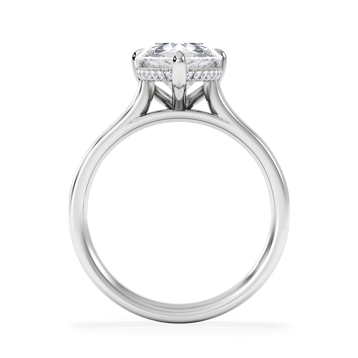 Amora Pear 3.11ct Hidden Halo Lab Diamond Engagement Ring G/VS Set in Platinum