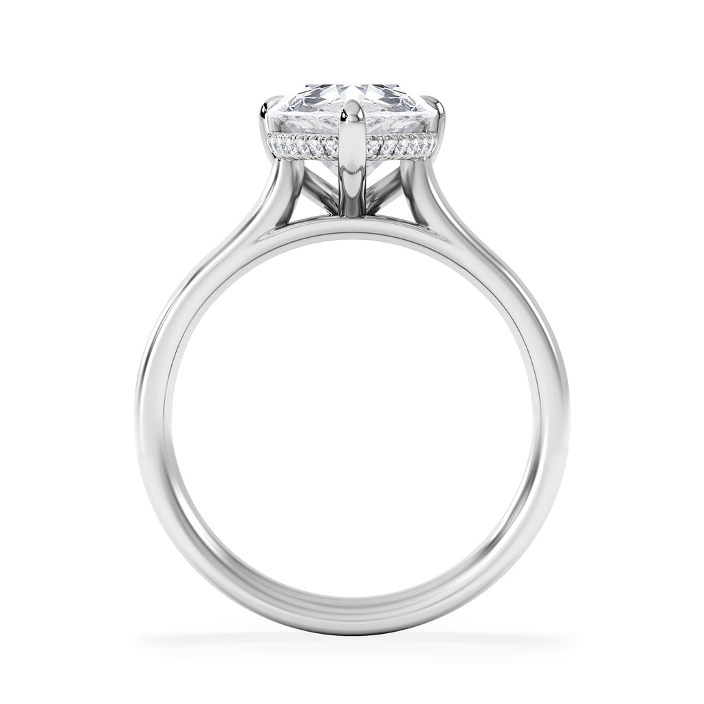 Amora Pear 3.11ct Hidden Halo Lab Diamond Engagement Ring G/VS Set in 18K White Gold