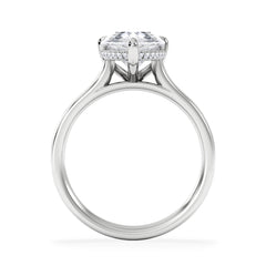 Amora Pear 3.11ct Hidden Halo Lab Diamond Engagement Ring G/VS Set in 18K White Gold