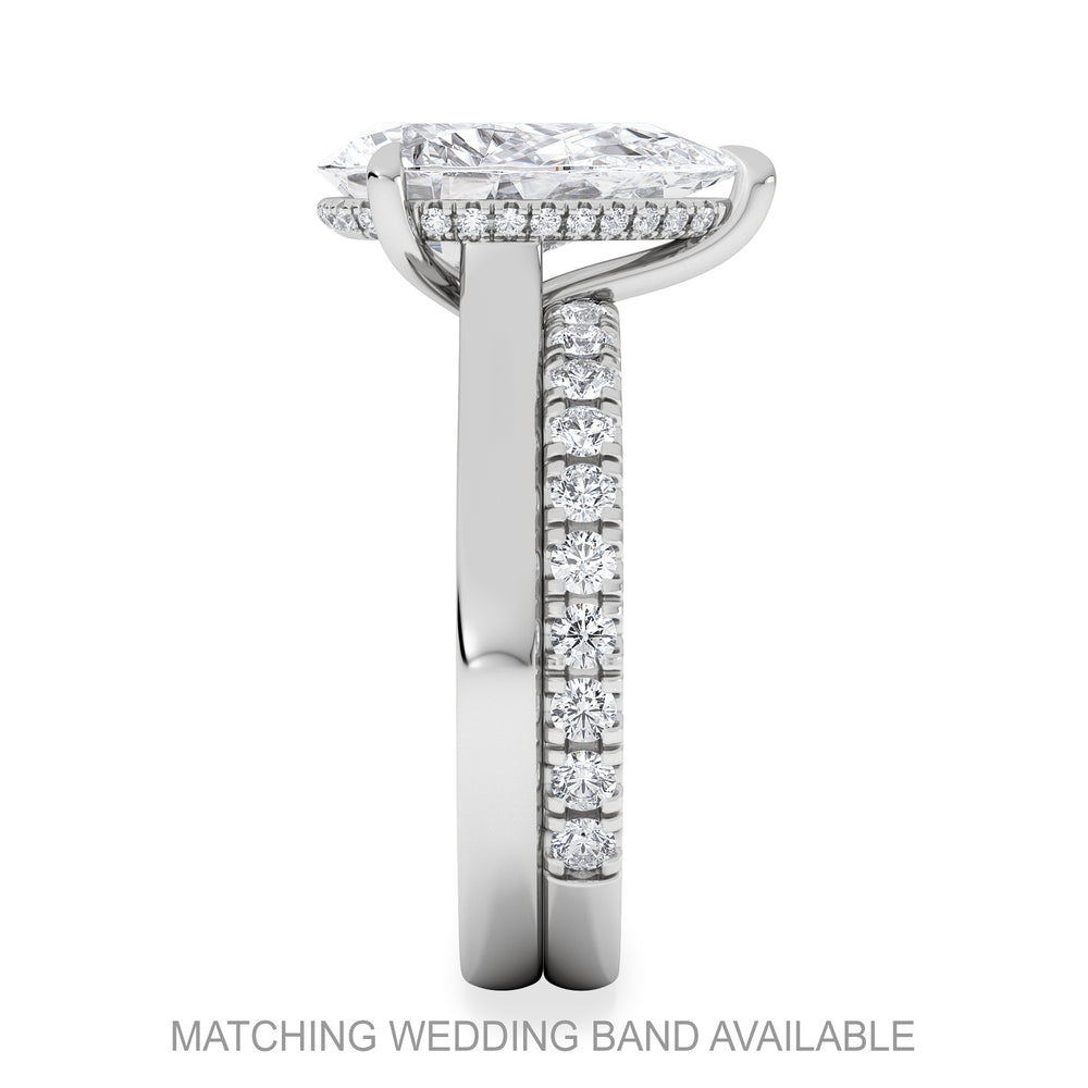 Amora Pear 3.11ct Hidden Halo Lab Diamond Engagement Ring G/VS Set in Platinum