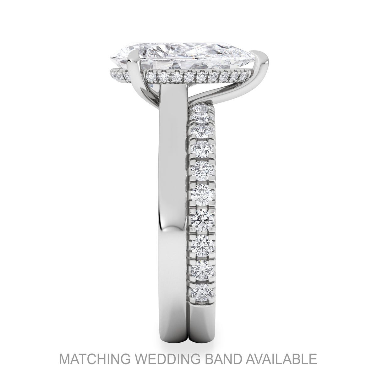 Amora Pear 3.11ct Hidden Halo Lab Diamond Engagement Ring G/VS Set in Platinum