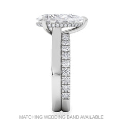 Amora Pear 3.11ct Hidden Halo Lab Diamond Engagement Ring G/VS Set in 18K White Gold