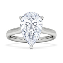 Amora Pear 3.11ct Hidden Halo Lab Diamond Engagement Ring G/VS Set in 18K White Gold