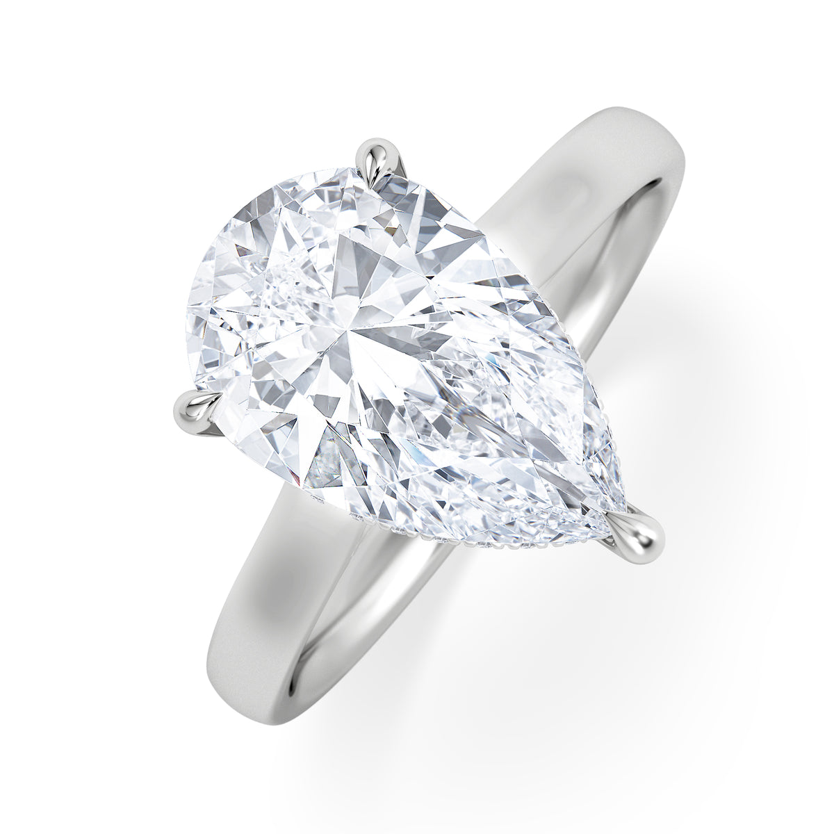 Amora Pear 3.11ct Hidden Halo Lab Diamond Engagement Ring G/VS Set in Platinum