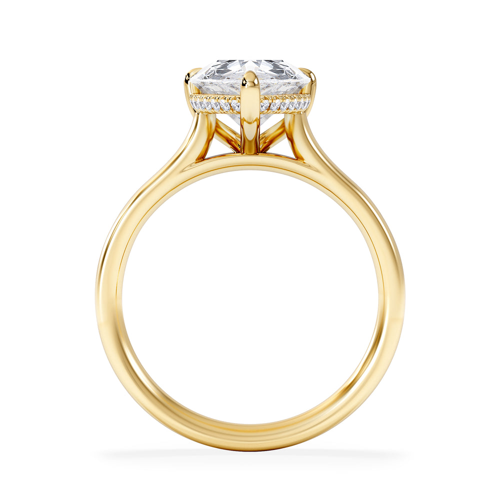 Amora Pear 3.11ct Hidden Halo Lab Diamond Engagement Ring G/VS Set in 18K Gold