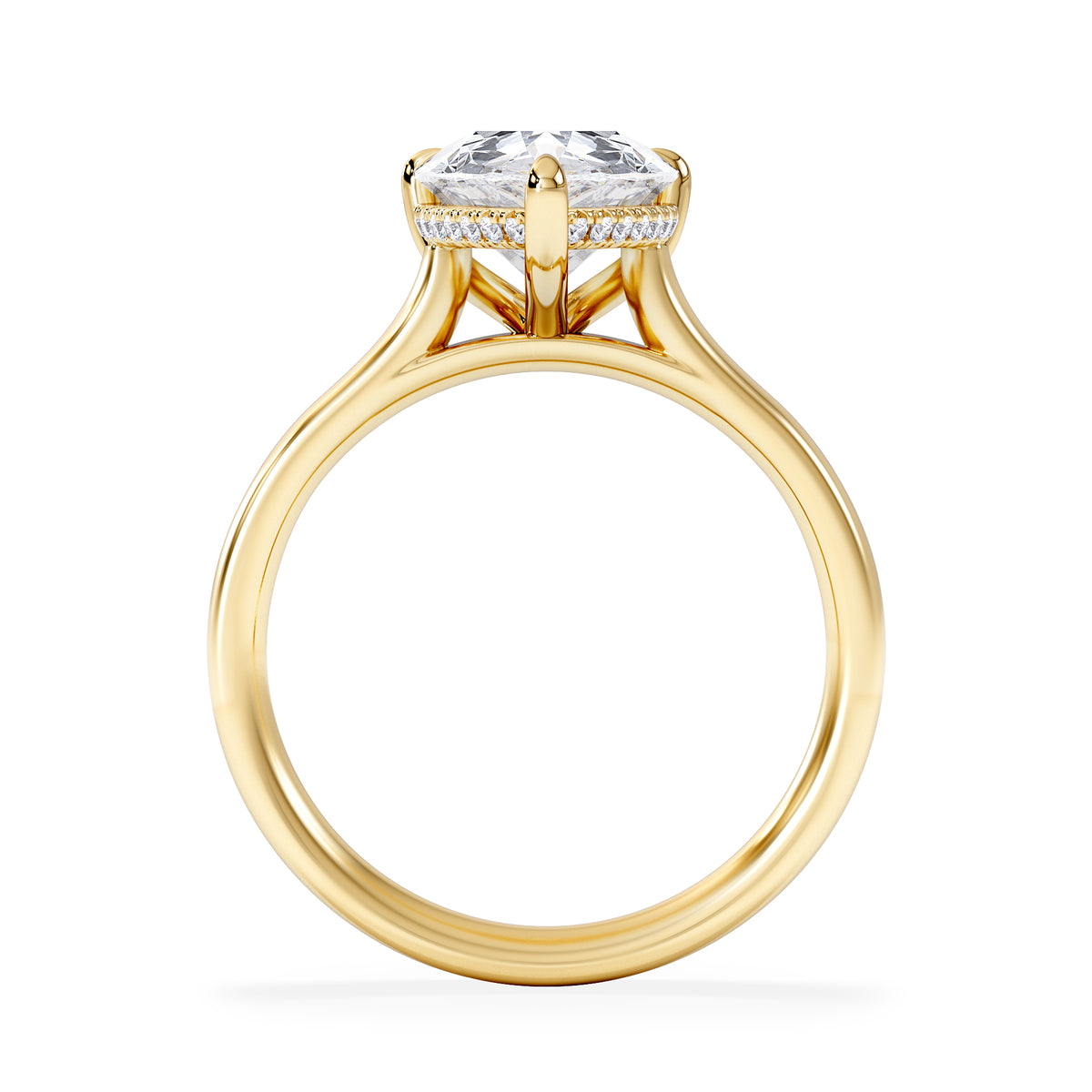 Amora Pear 3.11ct Hidden Halo Lab Diamond Engagement Ring G/VS Set in 18K Gold