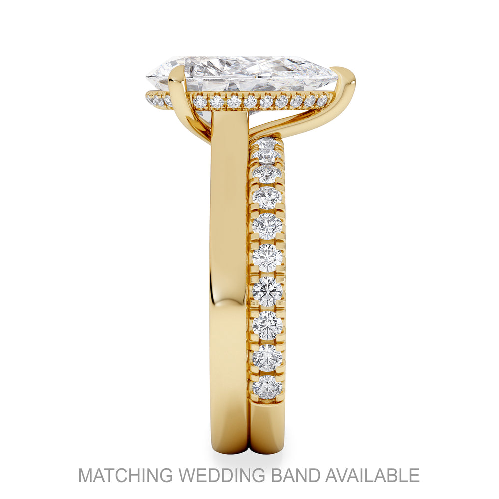Amora Pear 3.11ct Hidden Halo Lab Diamond Engagement Ring G/VS Set in 18K Gold