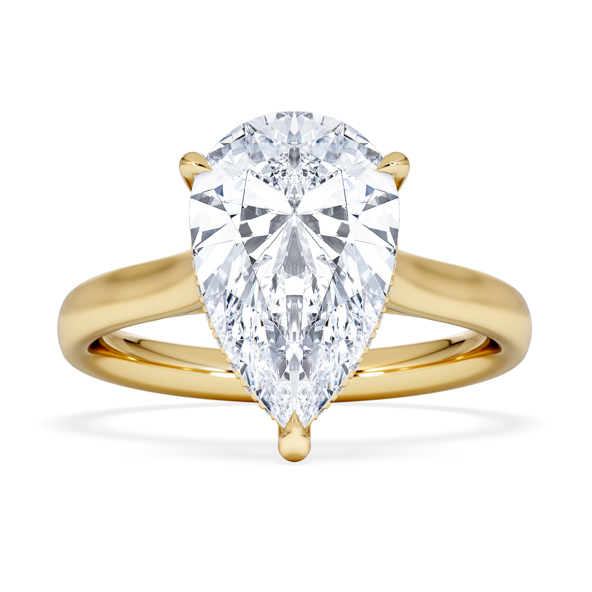Amora Pear 3.11ct Hidden Halo Lab Diamond Engagement Ring G/VS Set in 18K Gold