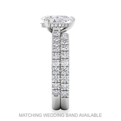 Amora Pear 1.47ct Hidden Halo Lab Diamond Engagement Ring With Side Stones Set in Platinum