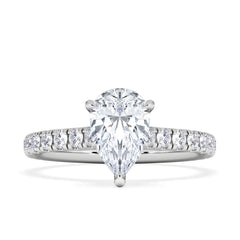 Amora Pear 1.47ct Hidden Halo Lab Diamond Engagement Ring With Side Stones Set in Platinum