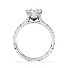Amora Pear 2.55ct Hidden Halo Lab Diamond Engagement Ring With Side Stones Set in 18K White Gold