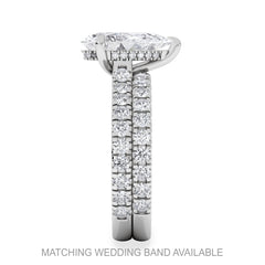 Amora Pear 2.55ct Hidden Halo Lab Diamond Engagement Ring With Side Stones Set in 18K White Gold