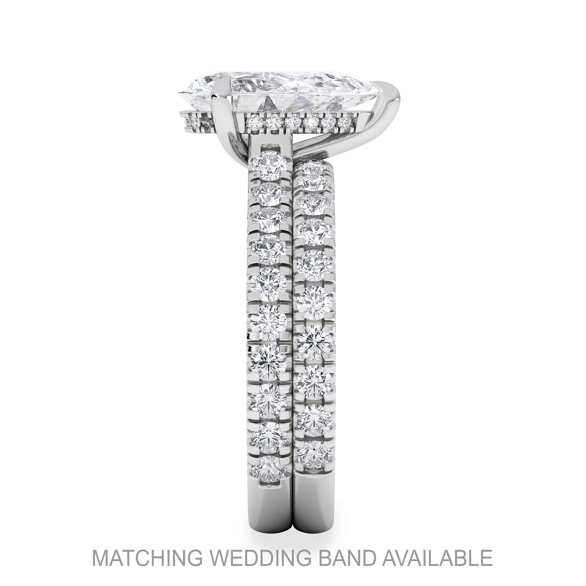 Amora Pear 2.55ct Hidden Halo Lab Diamond Engagement Ring With Side Stones Set in 18K Platinum