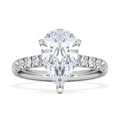 Amora Pear 2.55ct Hidden Halo Lab Diamond Engagement Ring With Side Stones Set in 18K White Gold