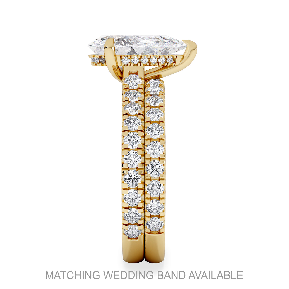 Amora Pear 2.55ct Hidden Halo Lab Diamond Engagement Ring With Side Stones Set in 18K Gold