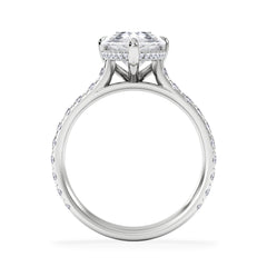 Amora Pear 3.36ct Hidden Halo Lab Diamond Engagement Ring With Side Stones Set in 18K Platinum